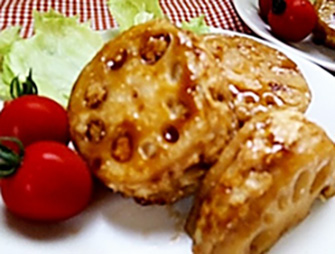 れんこんのはさみ焼き《照り焼き風》